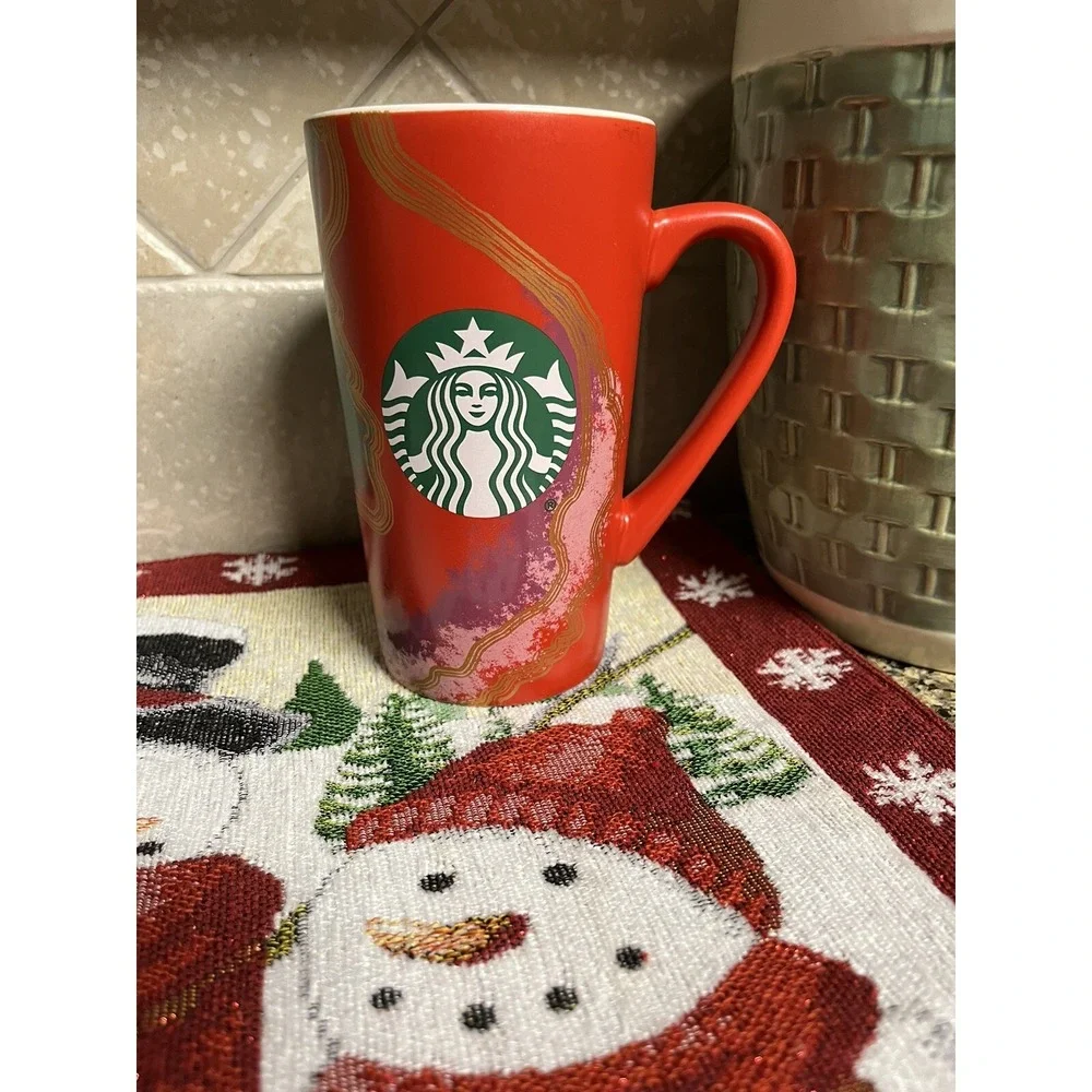 Starbucks Mug Starbucks Red Abstract Tall Mug Geode Mug Coffee Mug